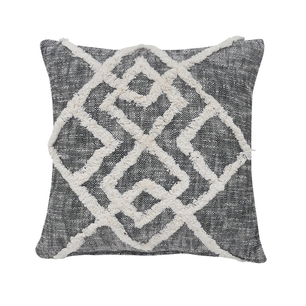 Harlow Hill Black/Cream Geometric Moroccan/Global Cotton Throw Pillow Cover, 20" x 20"