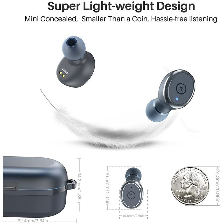 TOZO T10 True Wireless Earbuds in-Ear Bluetooth Headphones Stereo Calls  Touch Control IPX8 Waterproof Bluetooth5.3 - Blue (Charging Case Included)  