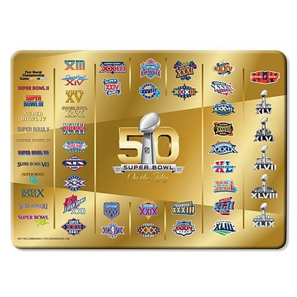 NFL Licensed Super Bowl 50 Glass Cutting Board 8" X 11"