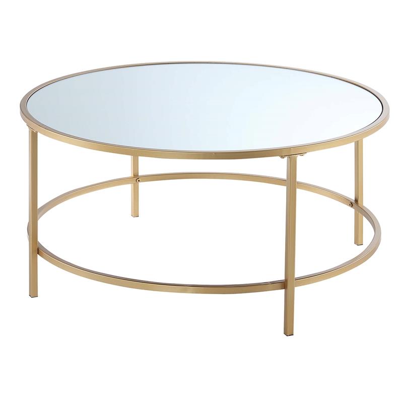 Convenience Concepts Gold Coast Faux Mirrored Round Coffee Table