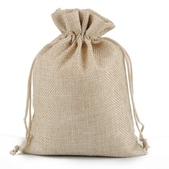 OFFIGAM 15Pcs Linen Storage Container Drawstring Bag Christmas Candy Cookies Pouch Beige