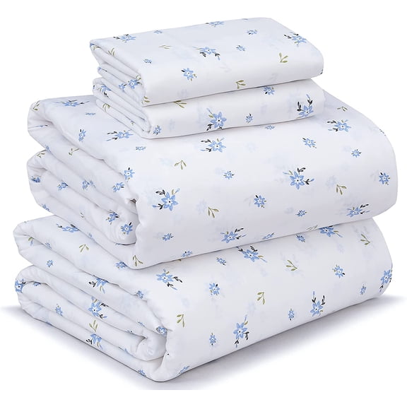 100% Cotton Percale King Sheets Set Crisp Cooling Deep Pocket 16 Inch Breathable Soft Hotel Style