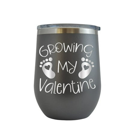 

Growing My Valentine - Engraved 12 oz Grey Wine Cup Unique Funny Birthday Gift Graduation Gifts for Men or Women Valentines Day Flowers Girlfriend Boyfriend