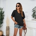 thumbnail image 2 of KLHDSF Womens Summer Tops Side Shirring V Neck Tee Short Sleeve Lightweight Casual Summer Top Black M, 2 of 6