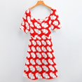 thumbnail image 6 of Red White Tropical Lilo Leaf Short Sleeve Dress Clothes Women's Summer Dress Elegant Dress Daily Dresses For Woman, 6 of 9