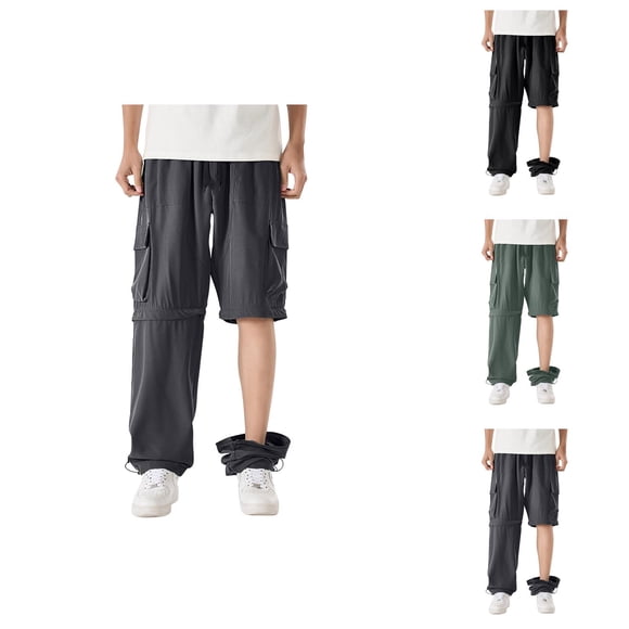 Convertible Cargo Pants for Men Trekking Hiking Zip-Off Sweatpants Joggers with Pockets Mens Casual Pants Trousers