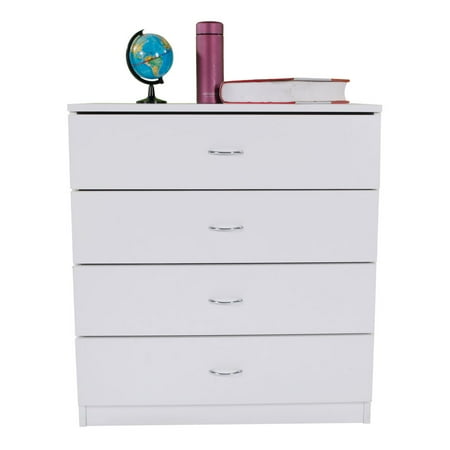 Peralng Mdf Wood Simple 4 Drawer Dresser White Walmart Com