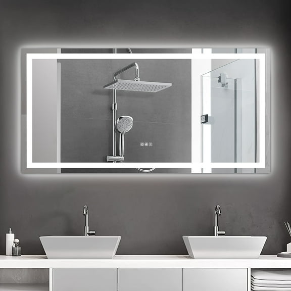 GymChoice LED Bathroom Mirror with Lights, 72'' x 36'' Rectangular Vanity Mirror, Anti-fog Water-resist Wall Mounted Lighted Vanity Mirror Dimmable LED Makeup Mirror