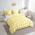 thumbnail image 3 of jejeloiu Modern Grid Bedding Comforter Set 7 Pieces,Abstract Geometric Geometric Full Bedding Set,Lightyellow White Fitted Sheet Flat Sheet,Breathable Bedroom Decor Reversible, 3 of 8
