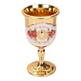 thumbnail image 1 of Rongfmy Metal Goblet, Carving Pattern Handmade Cup Bar Dinners Parties Decor Red Red flower, 1 of 9