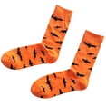 thumbnail image 2 of Cheers.US Halloween Pumpkin Bat Print Breathable Cotton Middle Tube Crew Socks for Festival Dress Up Costume Halloween Party Supplies, 2 of 7