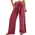 thumbnail image 4 of Women's High Waisted Wide Leg Pants 2025 Loose Fitting Casual Pants With Elastic Waistband with Pocket Fashion Pants, 4 of 6