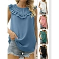 thumbnail image 5 of Hanerdun Women Pleated Chiffon Tank Tops Female Sleeveless Vest Top White S, 5 of 5