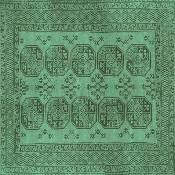 Ahgly Company Indoor Square Persian Turquoise Blue Traditional Area Rugs, 5' Square