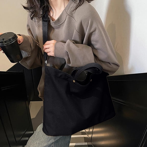 HOZVOMI Large Capacity Canvas Tote Bag for Women - Versatile Shoulder and Crossbody Handbag for Work, School, Travel, and Shopping with Secure Zipper Closure