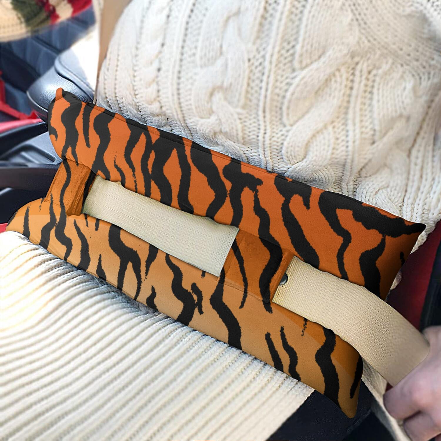 Bengal Tiger Painting Seat Belt Cushion - Machine Washable Post-Op Pillow for Women with Sensitive Chest
