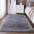 thumbnail image 3 of Solid Gray Ultra‑Soft Long‑Hair Faux Fur Shaggy Area Rug, Cozy Non‑Slip Decorative Floor Carpet for Bedroom Living Room Indoor Home Use-Light gray19.5"W x 19.5"L, 3 of 6