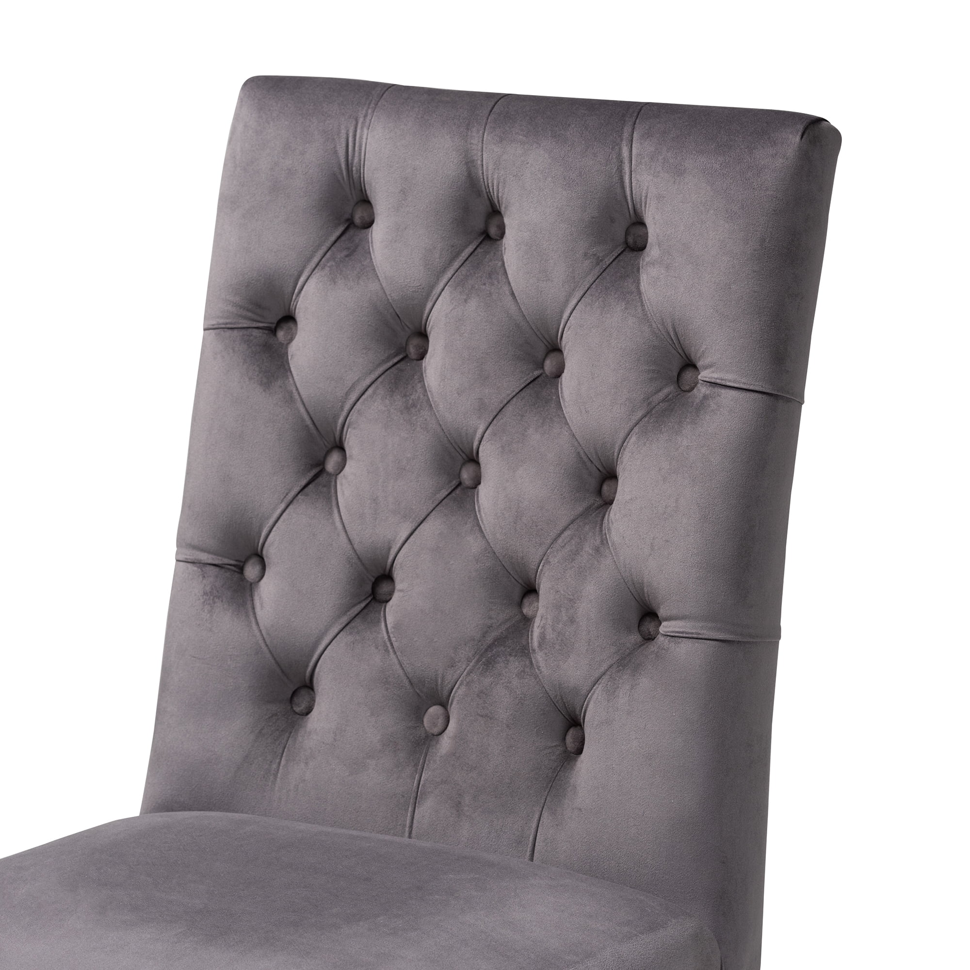 Baxton Studio Sherine Contemporary Glam and Luxe Grey Velvet Fabric and Silver Metal 2-Piece Dining Chair Set