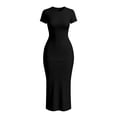 thumbnail image 4 of YTCAMLO Slim Fit Sundresses for Women, Summer Trendy Round Neck Short Sleeve T Shirt Dress, Stretchy Club Party Bodycon Long Dress, 4 of 4