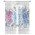 thumbnail image 7 of Sheer Curtains 72 inches Long, Summer Hydrangea Floral Eucalyptus Leaves Butterfly Grey Plaid Light Filtering Sheer Window Curtains Rod Pocket Voile Drapes for Living Room, 52"Wx72"L 2 Panels, 7 of 7