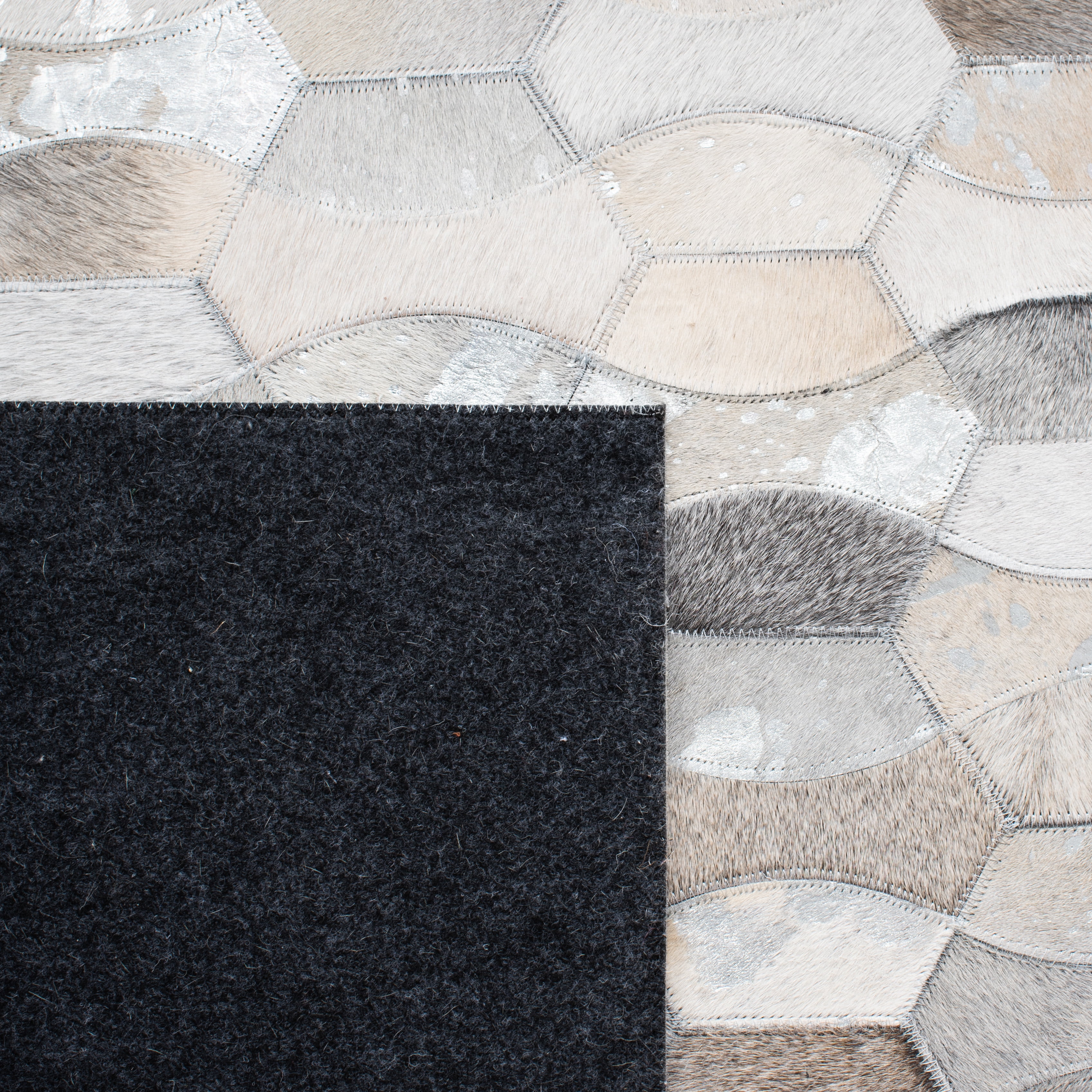 SAFAVIEH Studio Leather Jesper Geometric Area Rug, Ivory/Grey, 8' x 10'