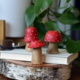 thumbnail image 7 of Farmers Market Mushrooms, Set of 3, Decorative Figurines, Art, Bright Red With White Dots and Natural, Mango Wood, 2.75 Inches, 7 of 7