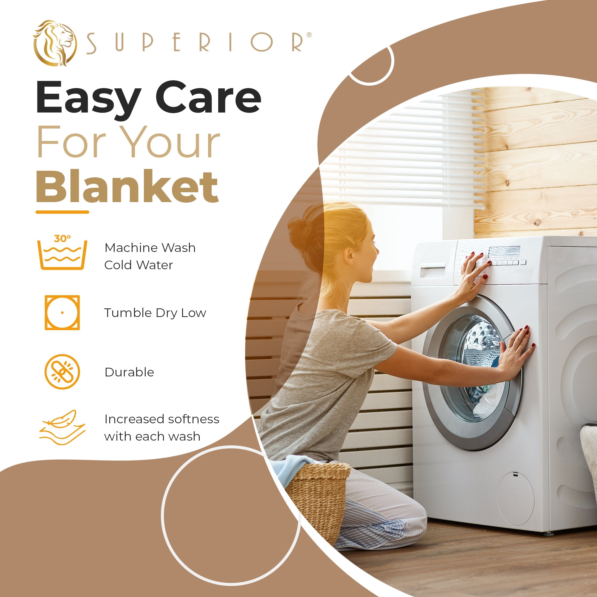Superior Waffle Weave Cotton Blanket, Throw Size, Camel