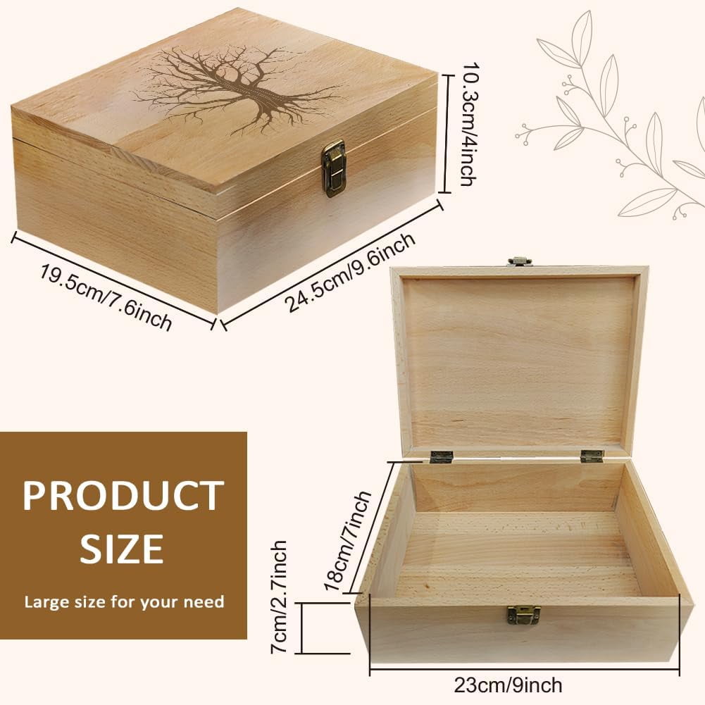 1 Pc Wooden Memory Keepsake Box Decorative Boxes Dead Branches Tree Memory Box with Hinged Lids Plant Keepsake Chest