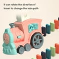 thumbnail image 3 of Automatic Domino Train, Dominos Set for Kids Creative Domino Game Toy for Children, Dominoes for Toppling (Pink, 60pcs Dominoes), 3 of 10