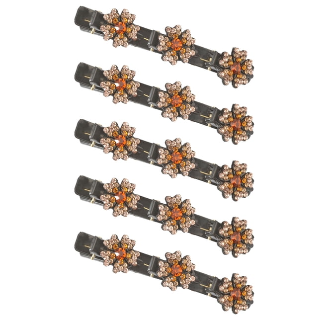 Mini pinzas para el pelo de doble capa con diamantes de imitación, pinzas antideslizantes con diseño de flores para mujeres y niñas.