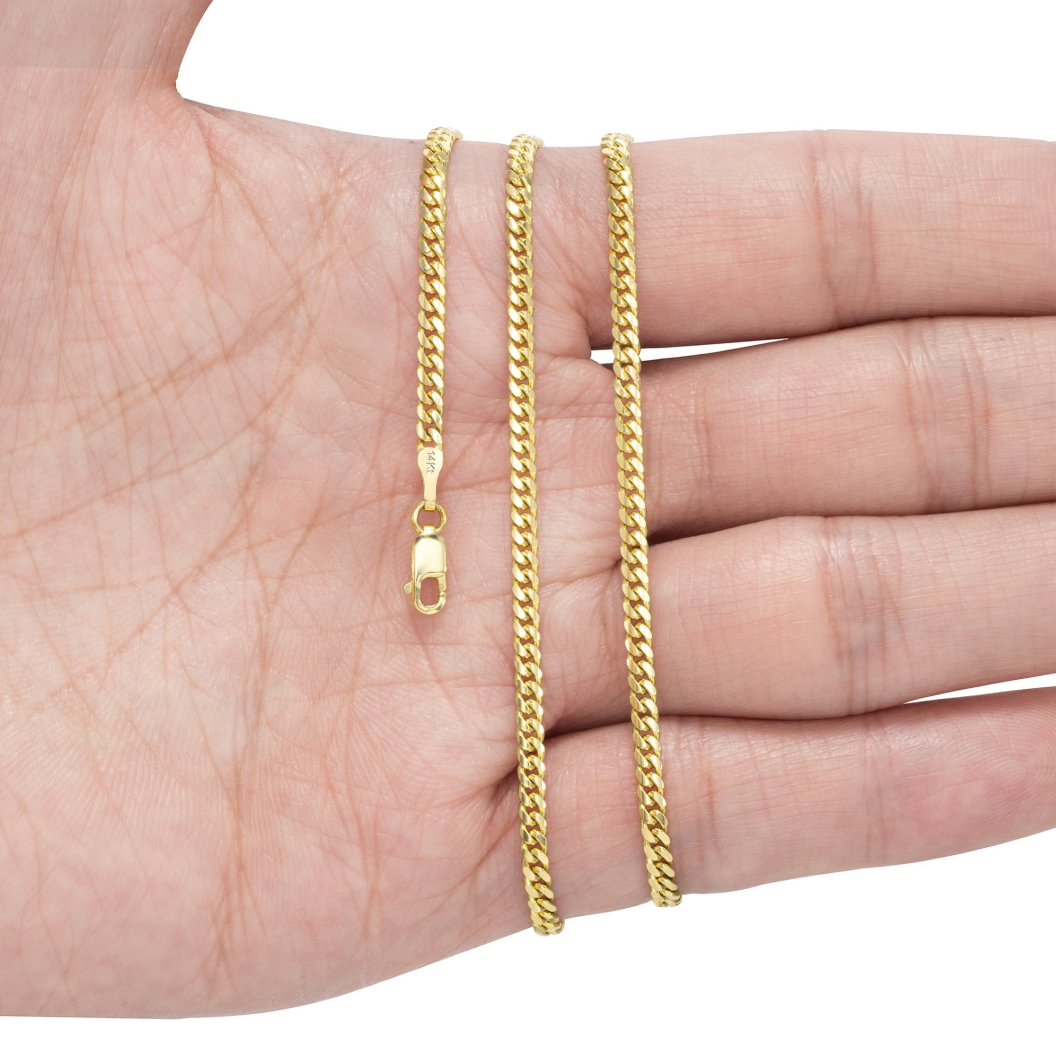 Nuragold 14K Real Yellow Gold Solid Miami Cuban Link Chain Necklace 16"-30" (2.7mm-11mm) Italian Jewelry for Men & Women