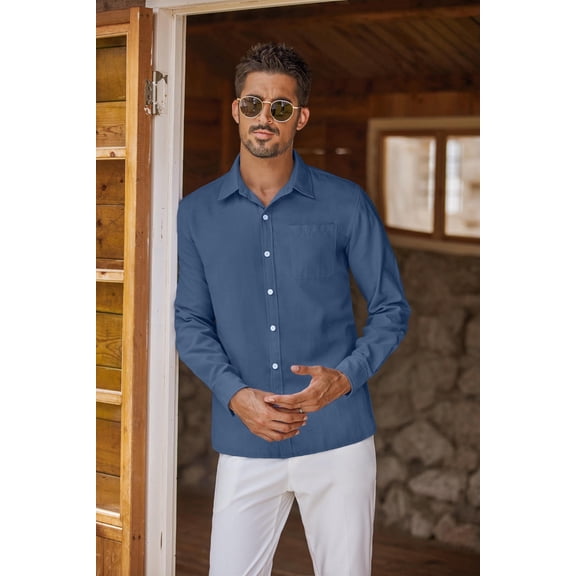 COOFANDY Mens Long Sleeve Oxford Cotton Button Up Shirts Wrinkle Free Regular Fit Shirt