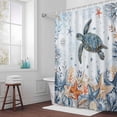 thumbnail image 3 of Oceans Bathroom Shower Curtain, Coastal Orange Blue Sea Turtles Starfish Coral Gradient Waterproof Washable Soft Bath Curtain for Bathtub Decor with 12 Hooks&Grommet, 48x72 Inch, 3 of 9
