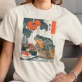 thumbnail image 2 of Smartprints Frog Sushi & Japanese Flower Art Women's T-Shirt Off White, Cotton, XL, 2 of 3
