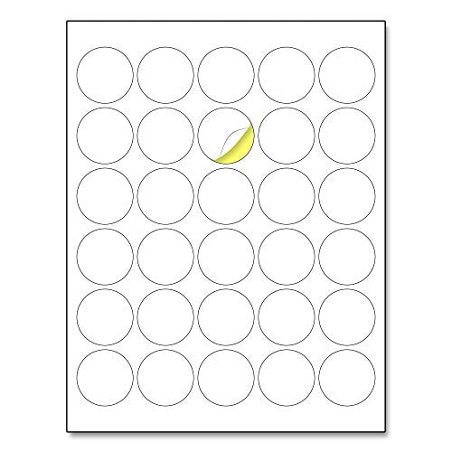 Laser/Inkjet Printing 1 Round Matte White Sticker Label 30 Sheets Letter Size