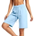 thumbnail image 6 of Omexry Maternity Shorts Plus Size Women's Casual Shorts Drawstring Waist Rolled Cuff Hem with Side Pockets Summer Beachwear Sky Blue XXXL, 6 of 8