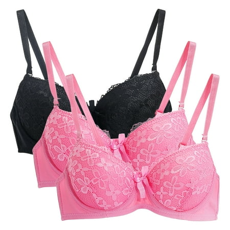 Hipattires Minimizer Bra Plus Size Lingerie Hot Pink Push up Comfortable Bra Women Undergarment 3 Pack Ladies Convertible Bra