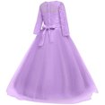 thumbnail image 5 of Robe Longue en Dentelle Florale Vintage pour Filles Manches 3/4 Robe de Soirée de Mariage Robe de Danse Formelle, 5 of 5