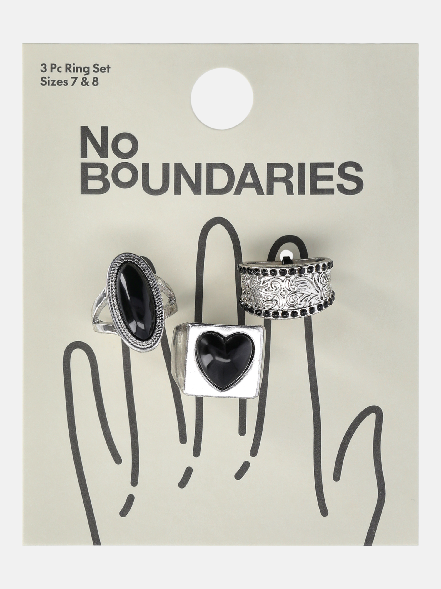 No Boundaries Women's Gold Heart Ring Set, 3-Pack photo 2