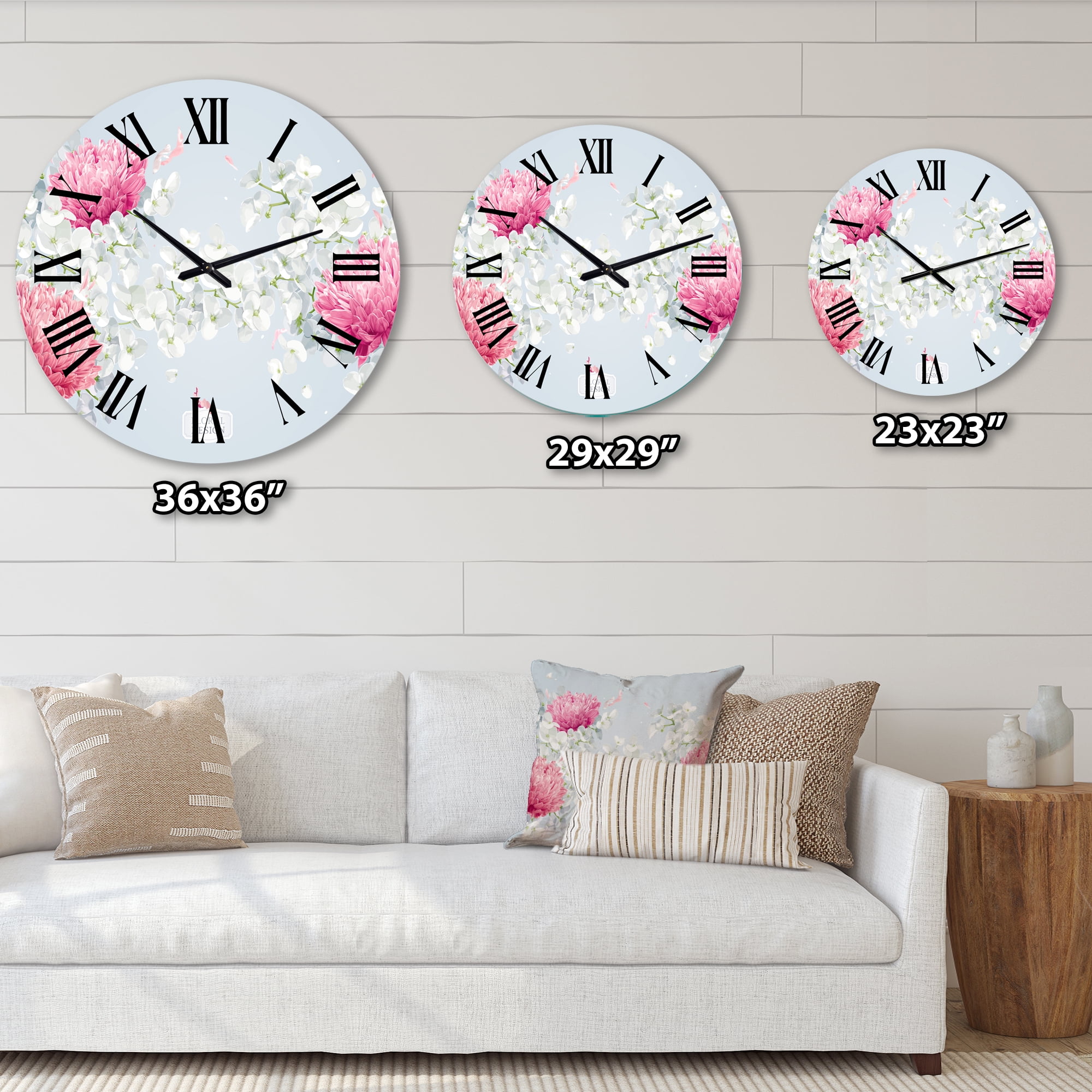 Designart 'Chrysanthemums And Apple Blossom' Traditional Wall Clock