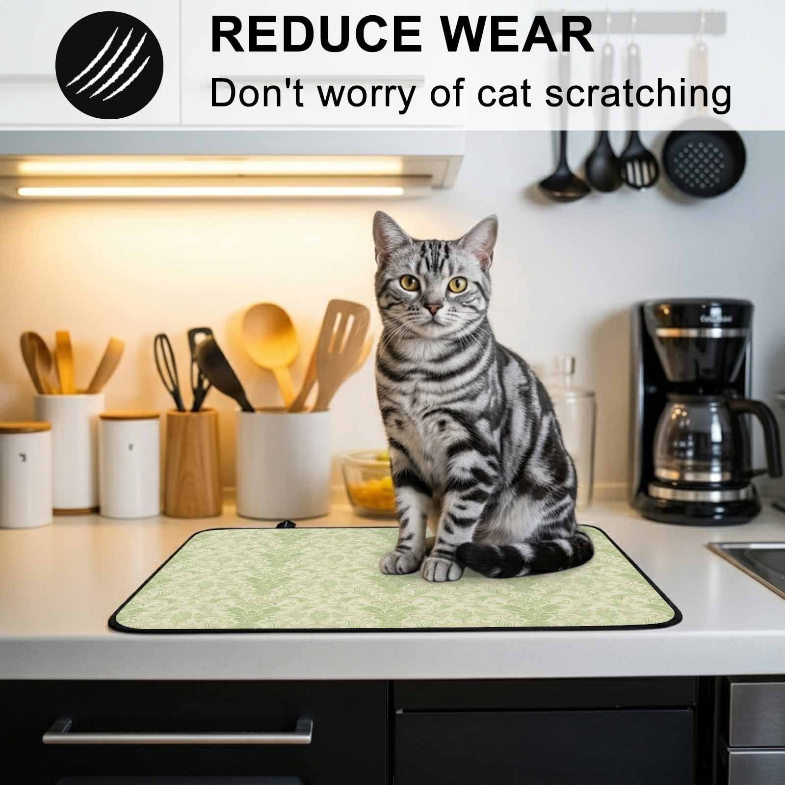 Yellow Baroque Stove Top Cover for Electric Stove, Heat-proof & Non Slip Glass Top Stove Cover Protector, Rustic Luxury Damask Scroll Floral Kitchen Flat Cooktop Rubber Mat 24x21 Inches