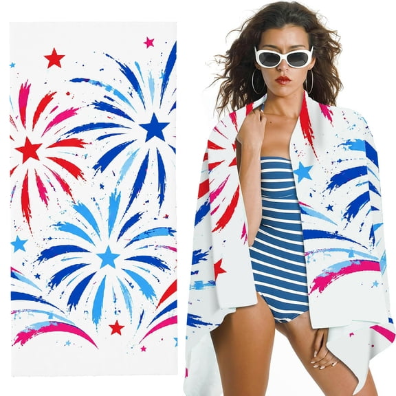 RKSupls quickly absorb moisture Beach Towel
- Patriotic Fireworks Celebration Print, Ultra-Soft Microfiber Ideal for Bathroom, beach , Soft Super Absorbent- 30x60 in
