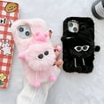 thumbnail image 4 of Mantto Cute Cartoon Case for iPhone 14 Plus, Kawaii Fluffy Plush Briquettes Furry Soft Warm Cover with Sparkle Glitter Diamond Rhinestone Lens Frame Case Shockproof Cold Weather Case,Pink, 4 of 6