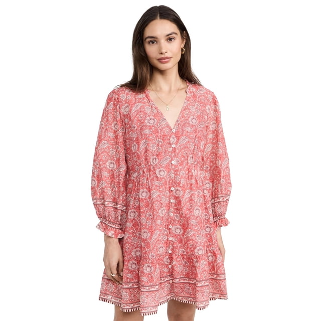 Vestido Velvet Mary para mujer, rosa rojo, floral, ligero