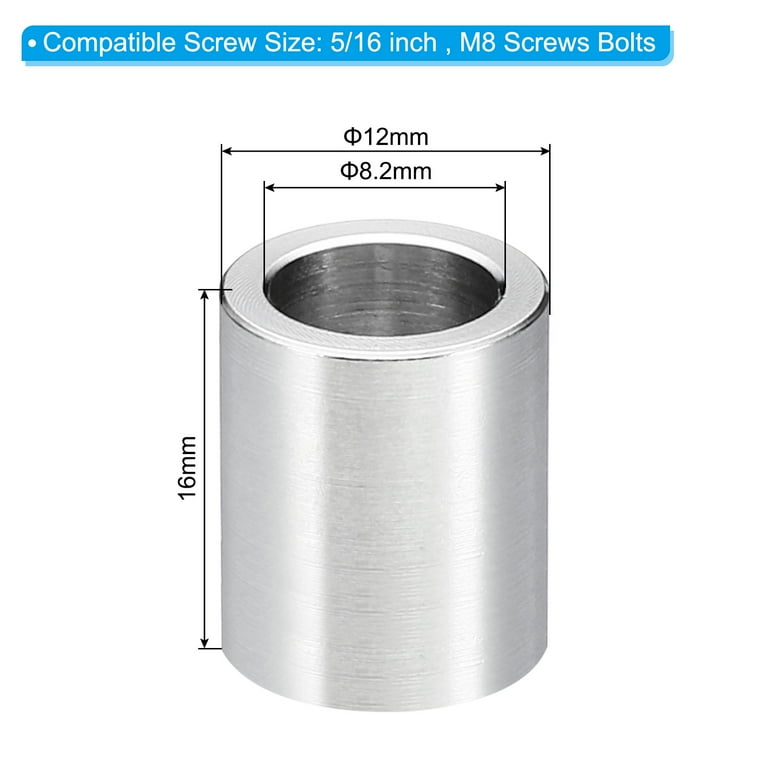 Lot De 5 Entretoises (spacers) En Inox M8 - Dimensions 8.2x12x5mm, Marque Uxcell