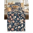 thumbnail image 5 of Retro Ocean Starfish Conch Shell on Blue Table Runner 13x72in Non-Slip Cotton Linen Table Runners, Summer Creature Dresser Scarves TableRunner for Dinner Kitchen Dining Wedding Party, 5 of 9