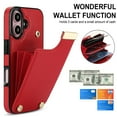 thumbnail image 6 of Mantto for iPhone 16 Back Wallet Case with Card Holder, Magnetic Clasp 3 Card Slots RFID Blocking Premium PU Leather Shockproof Anti-Scratch Wallet Phone Case for iPhone 16, Red, 6 of 7