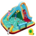 thumbnail image 1 of Gymax 6-in-1 Inflatable Water Slide Park w/Long Slide Climbing Wall 680W Blower, 1 of 10