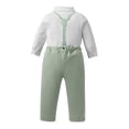 thumbnail image 6 of HAYIMI Toddler Boys Long Sleeve Solid Color T Shirt Tops Suspenders Pants Child Kids Gentleman Outfit Sets Relaxed Fit Clothes Sets, 6 of 6