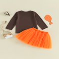 thumbnail image 4 of Toddler Girls Fall Outfits Letter Print T-Shirts Tops Mini Skirts Set, 4 of 9